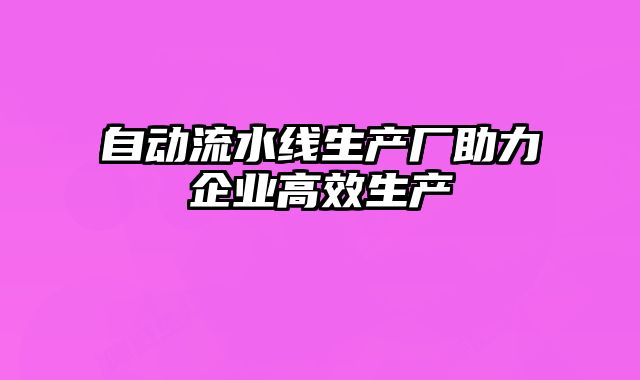 自动流水线生产厂助力企业高效生产