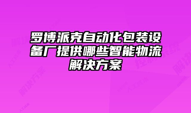 罗博派克自动化包装设备厂提供哪些智能物流解决方案