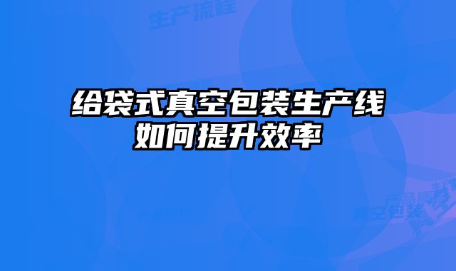 给袋式真空包装生产线如何提升效率