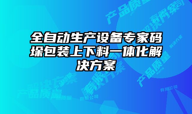 全自动生产设备专家码垛包装上下料一体化解决方案