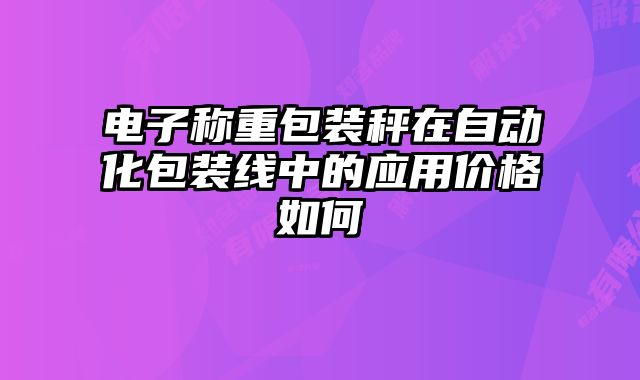 电子称重包装秤在自动化包装线中的应用价格如何