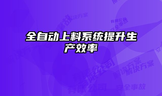 全自动上料系统提升生产效率