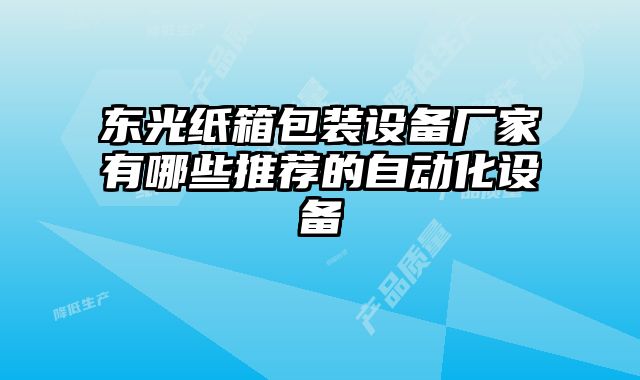 东光纸箱包装设备厂家有哪些推荐的自动化设备