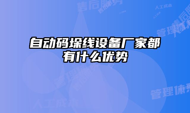 自动码垛线设备厂家都有什么优势